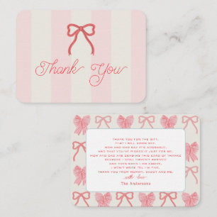 Roter Bogen und rosa Streifen Baby Shower Dankesch Mitteilungskarte