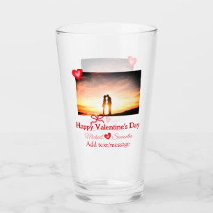 Roter Bogen Valentin Tag hinzufügen Fotoname Herz- Glas
