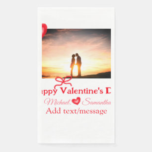 Roter Bogen Valentin Tag hinzufügen Fotoname Herz- Serviette