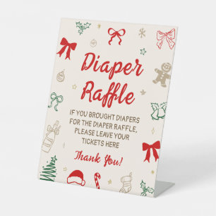 Roter Bogen Weihnachts-Baby-Party-Windel-Raffle-Sp Sockelschild