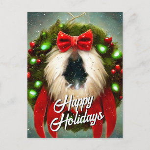 Roter Bogen-Weihnachtskranz Feiertags-Postkarte Feiertagspostkarte