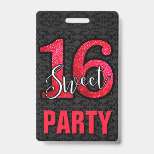 Roter Bonbon 16 Geburtstags-Party Einladung Ausweis
