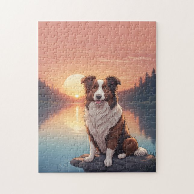 Roter Border Collie Puzzle (Vertikal)