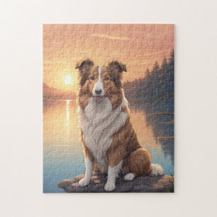 Roter Border Collie Puzzle