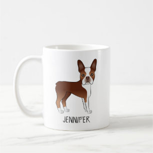 Roter Boston Terrier Süßer Cartoon-Hund & Benutzer Kaffeetasse