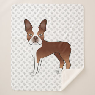 Roter Boston Terrier Süßer Cartoon-Hund & Graue Pf Sherpadecke
