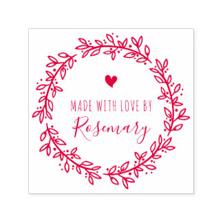 Roter Botanischer Kranz aus Liebe von Permastempel