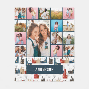 Roter botanischer Minimalpampas 15 Foto fleec Fleecedecke