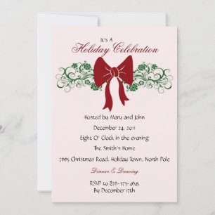 Roter Bow und Grüntöne Party Einladungen