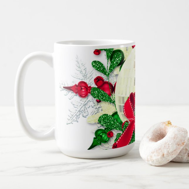 Roter Bow und Holly Kaffeetasse (Mit Donut)
