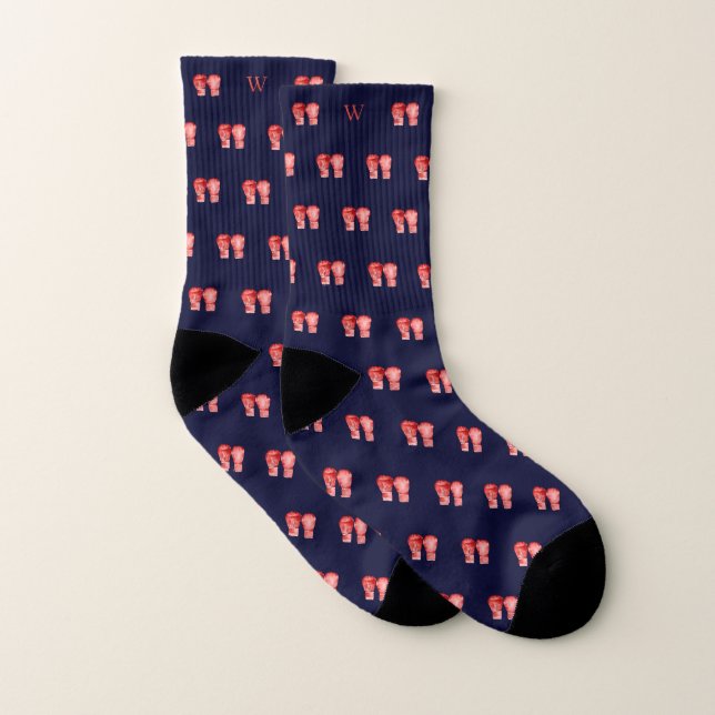 Roter Boxhandschuh Monogram, anfänglich blau Socken (Paar)