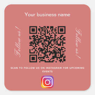 Roter brauner Firmenname qr Codeinstagramm Quadratischer Aufkleber