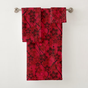 Roter brauner, rustikaler Modedesign Retro Badhandtuch Set