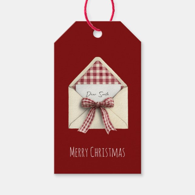 Roter Brief an Weihnachtsmann  Geschenkanhänger (Vorderseite)