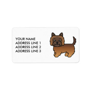 Roter Brindle Cairn Terrier Hund und benutzerdefin Adressaufkleber