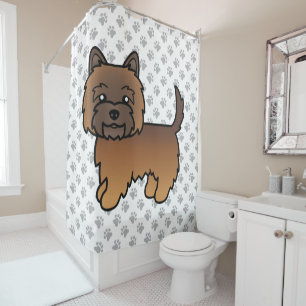 Roter Brindle Cairn Terrier Süßer Cartoon-Hund Duschvorhang