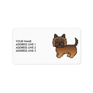 Roter Brindle Cairn Terrier Süßer Cartoon-Hund & T Adressaufkleber