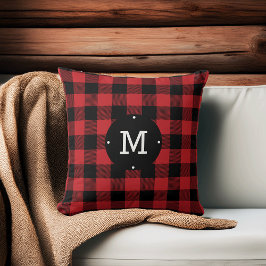 Roter Buffalo Karo Kariert Monogram Kissen