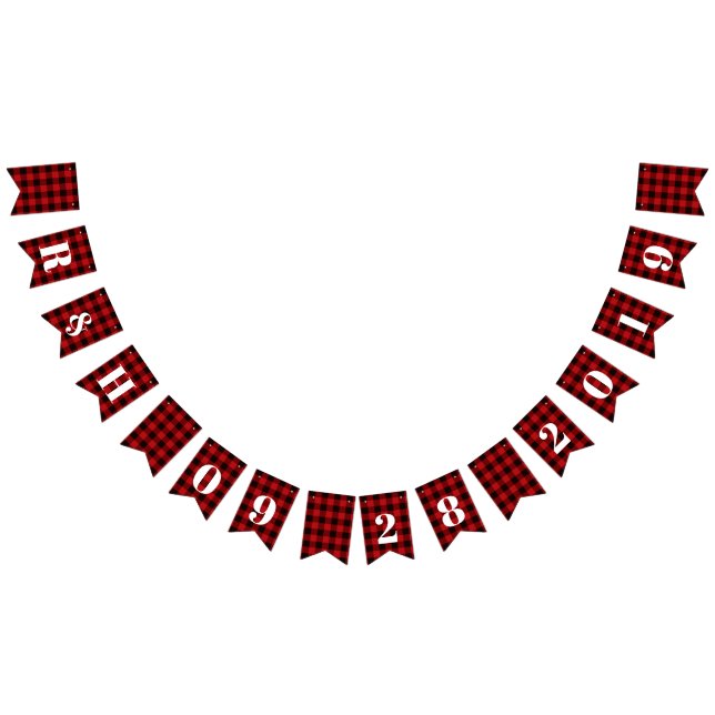 Roter Büffel karierter rustikaler Winterhochzeitse Wimpelkette (Alle)