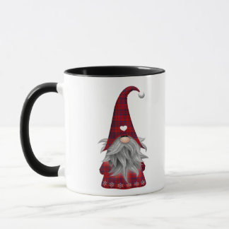 Roter Büffel-karierter WeihnachtsbauernhausGnome Tasse