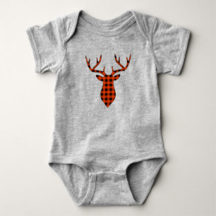 Roter Büffel-Karo-Hirsch-Bock-Tier Baby Strampler