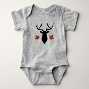 Roter Büffel-Karo-Hirschbock-Ahornblatt Baby Strampler