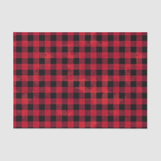 Roter Büffel-Karo mit Wäsche-Beschaffenheit Seidenpapier (Vorderseite)