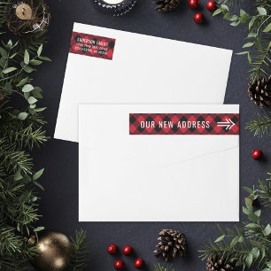 Roter Büffel-Karo Unser Neue Adresse Weihnachten