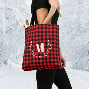 Roter Büffelkariert Monogramm Weihnachten