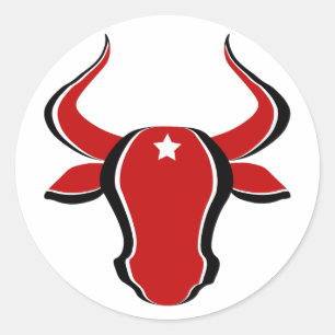 Roter Bullkopf mit Stern Runder Aufkleber