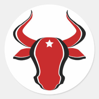 Roter Bullkopf mit Stern Runder Aufkleber