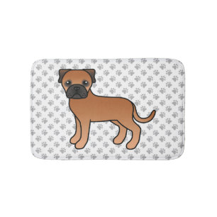 Roter Bullmastiff Süßer Cartoon-Hund & Pfoten Badematte