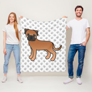 Roter Bullmastiff Süßer Cartoon-Hund & Pfoten Fleecedecke