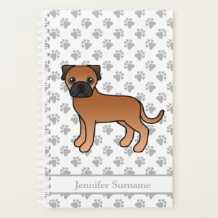Roter Bullmastiff Süßer Cartoon-Hund & Text Planer