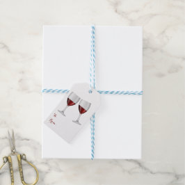 Roter Burgund Wein Champagner Brille Hochzeitskell Geschenkanhänger