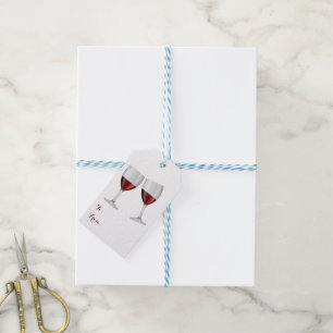 Roter Burgund Wein Champagner Brille Hochzeitskell Geschenkanhänger