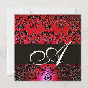 ROTER BURGUNDER SCHWARZ DAMAST MONOGRAMM, rubinwei Einladung