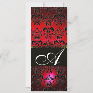ROTER BURGUNDER SCHWARZER DAMAST MONOGRAMM roter w Einladung