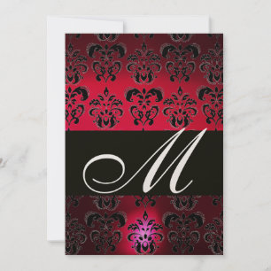 ROTER BURGUNDER SCHWARZER DAMAST MONOGRAMM rubin g Einladung
