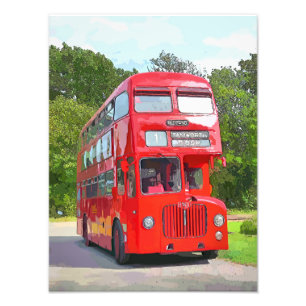 ROTER BUS FOTODRUCK