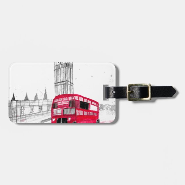 Roter Bus London Gepäckanhänger (Vorderseite horizontal)