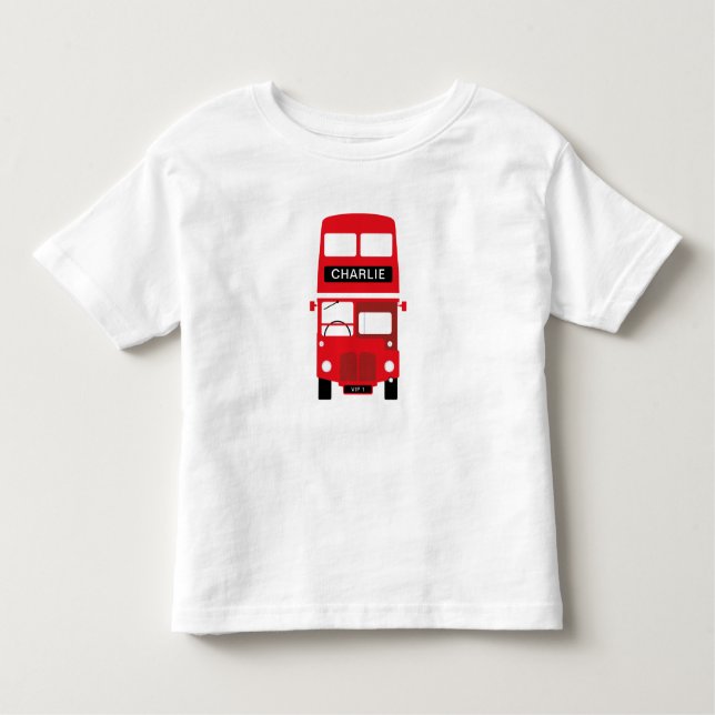 Roter Bus-personalisierter KinderT - Shirt Londons (Vorderseite)