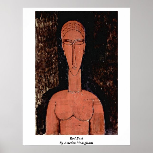 Roter Bust von Amedeo Modigliani Poster (Vorne)