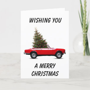 ROTER CABRIO-STIL "FROHE WEIHNACHTEN" FEIERTAGSKARTE
