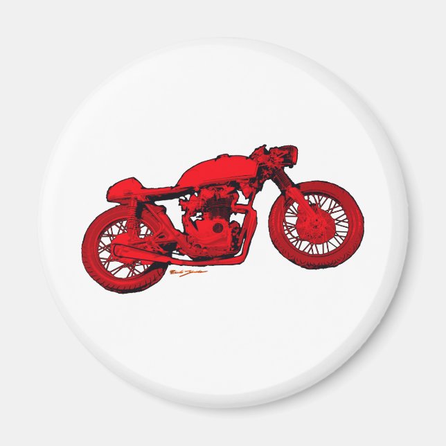 Roter Cafe Racer Magnet (Vorne)