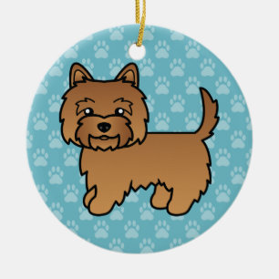 Roter Cairn Terrier Cartoon-Hundeillustration auf Keramikornament