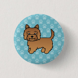 Roter Cairn Terrier Hund Cartoon-Illustration auf Button