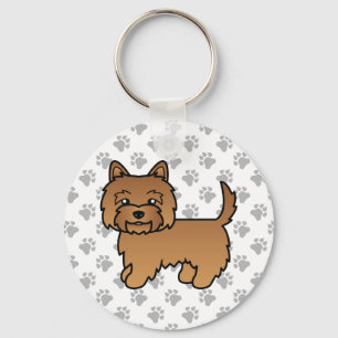 Roter Cairn Terrier Hund Süße Illustration & Pfote Schlüsselanhänger