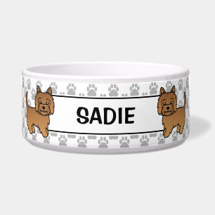 Roter Cairn Terrier Süßer Cartoon-Hund & Name Napf