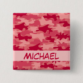 Roter Camouflage-Tarnungs-Name personalisiert Button